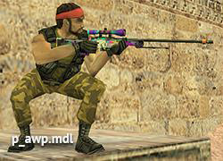 Вид винтовки AWP у игрока в руках